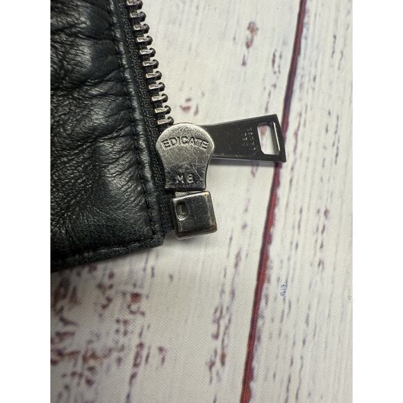 Ted Baker London Ovine Leather Jacket Women's Size 1 Lamb Shearling Fur Trim - Picture 7 of 10